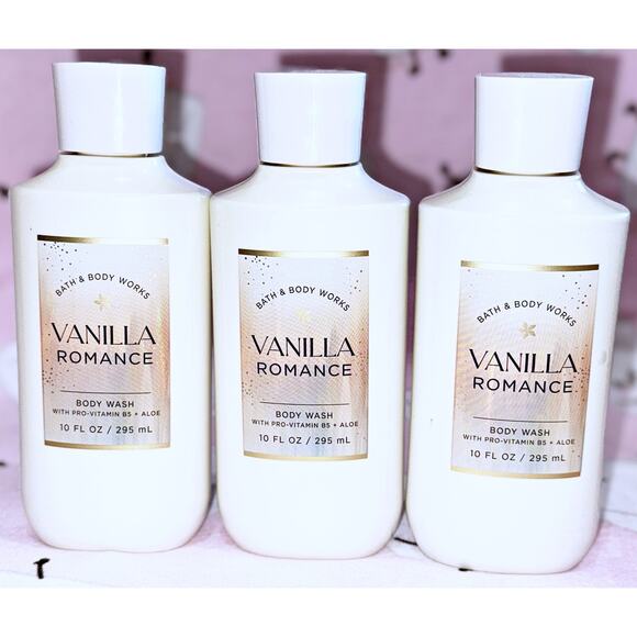 Bath & Body Works Vanilla Romance 10oz Shower Gel Body Wash with Aloe B5 x3 - Picture 2 of 3
